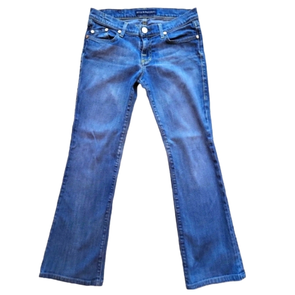 Rock & Republic Medium Blue Wash Slightly Distressed Boot Cut Jeans, 28x27